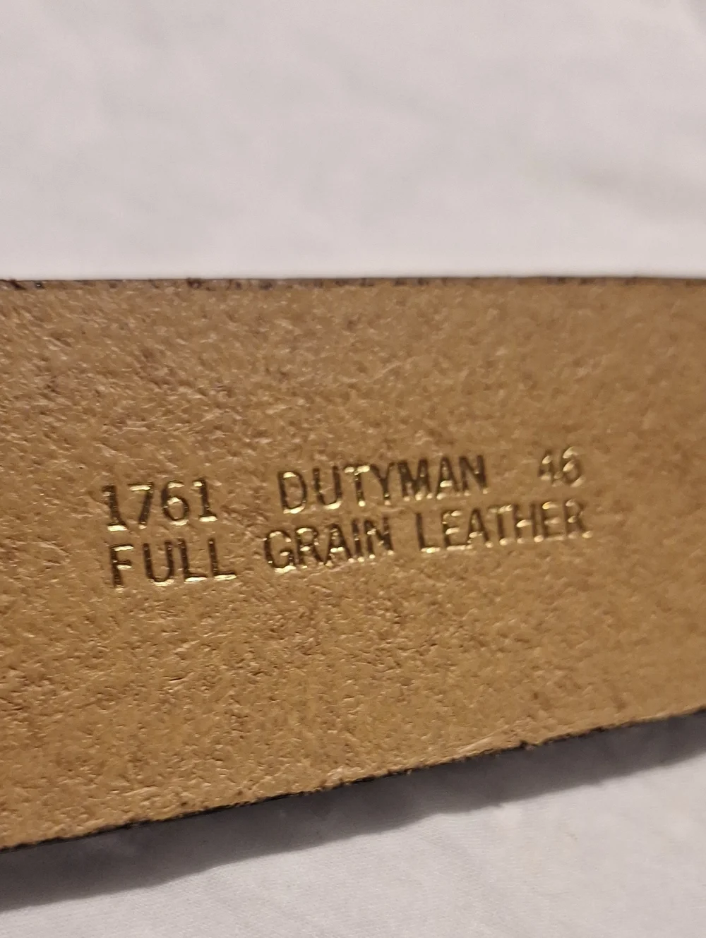 Police Dutyman Black Embossed Leather Belt with Gold-Tone Buckle